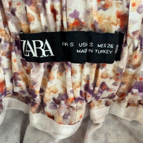 Zara Ditsy Floral High Waist Belted Shorts Women's Size Small - Picture 3 of 8